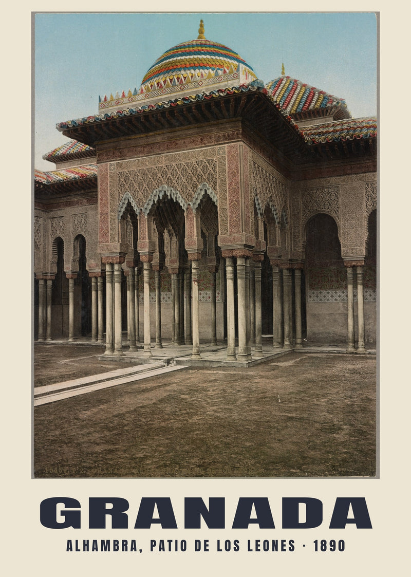 Alhambra, Patio de los Leones, Granada — 1890 · Vintage photochrom print