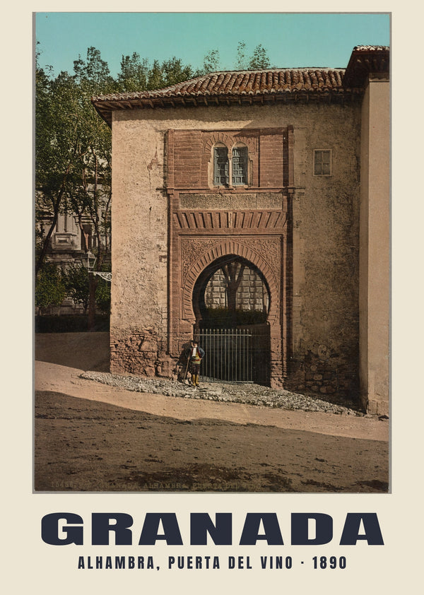 Alhambra, Puerta del Vino, Granada — 1890 · Vintage photochrom print