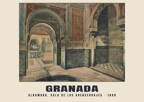 Alhambra, Sala de los Abencerrajes, Granada, 1899 heritage photograph