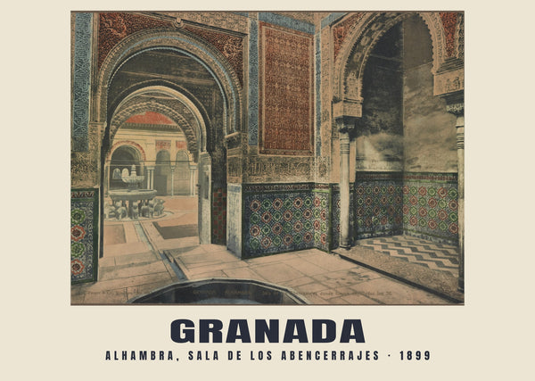 Alhambra, Sala de los Abencerrajes, Granada — 1899 · Vintage photochrom print
