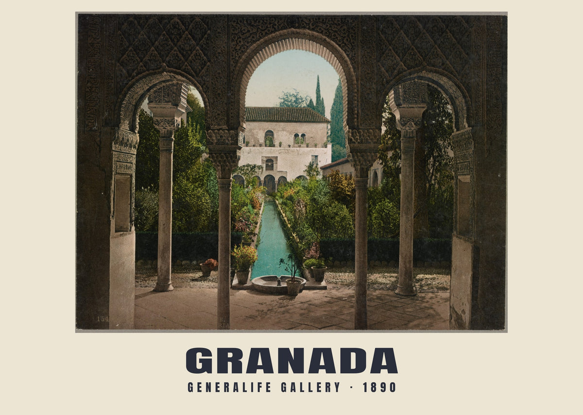 Generalife Gallery, Granada, 1890 heritage photograph