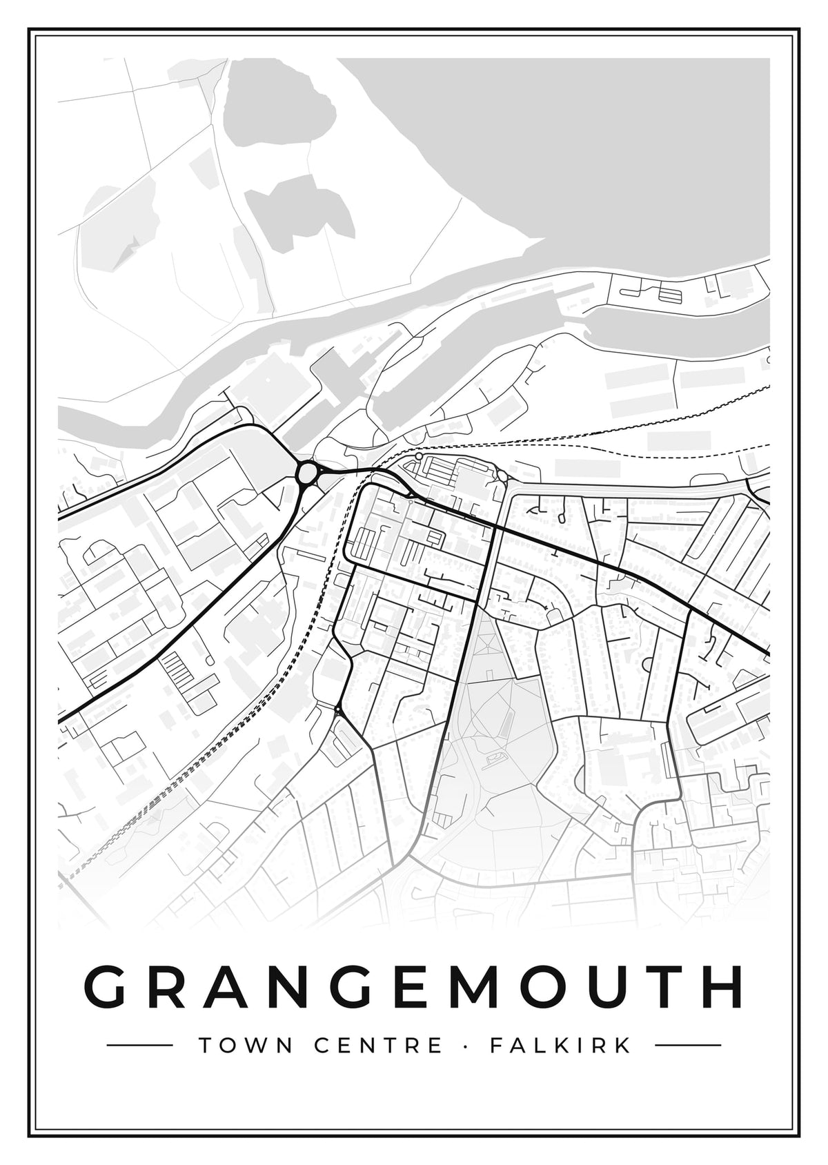 Street map poster of Grangemouth town centre, Falkirk