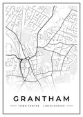 Street map poster of Grantham town centre, Lincolnshire