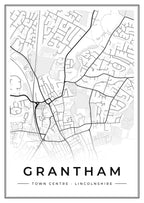 Street map poster of Grantham town centre, Lincolnshire
