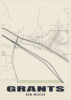 Street map poster of Grants, New Mexico