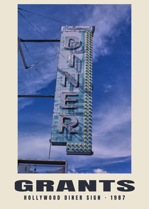 Hollywood Diner Sign, Grants, New Mexico — 1987 · Historic photograph print