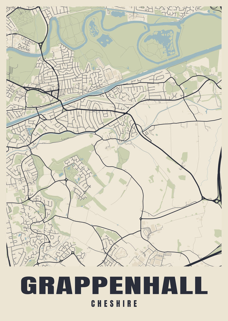 Grappenhall Street Map Poster
