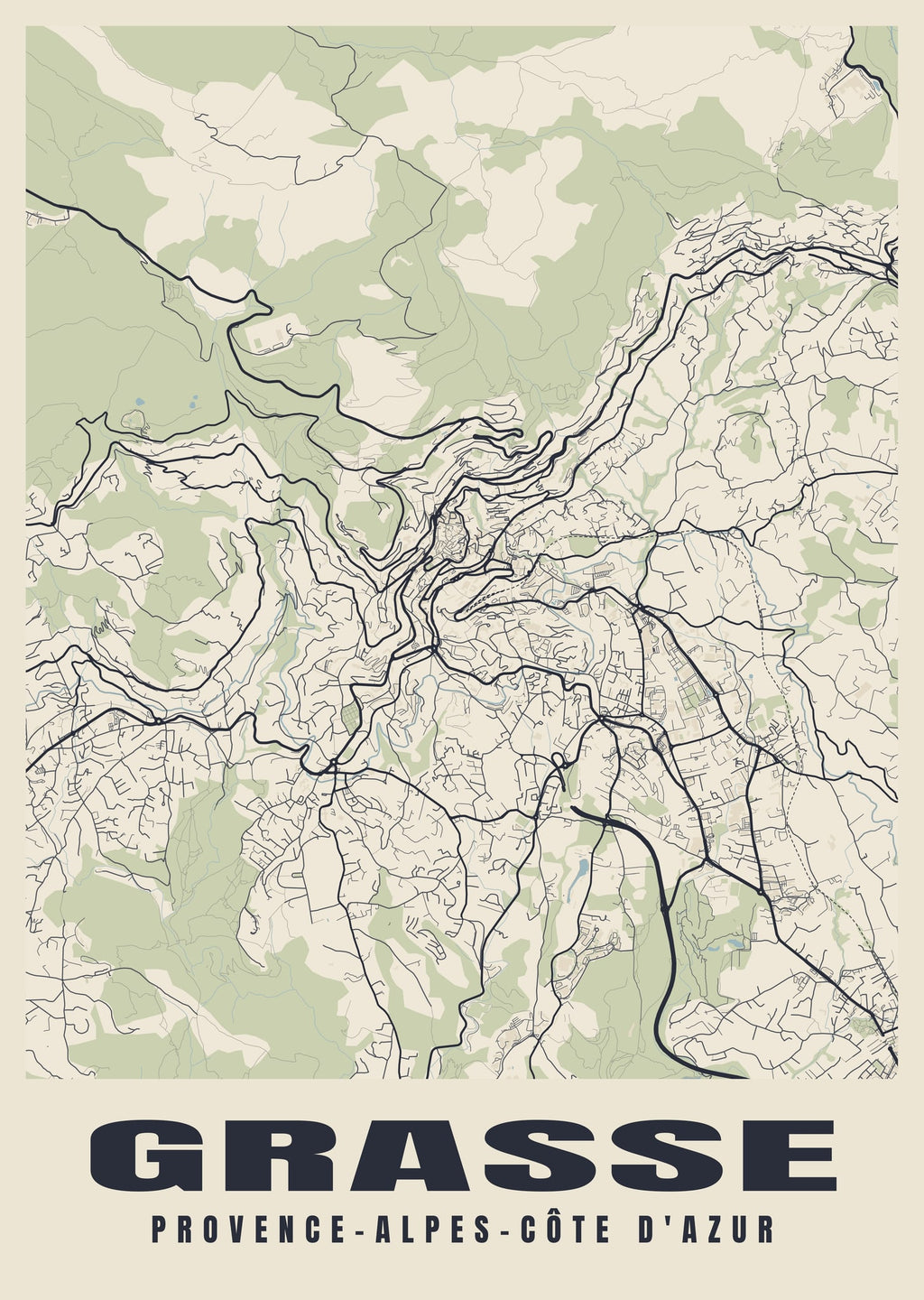 Street map poster of Grasse, Provence-Alpes-Côte d'Azur