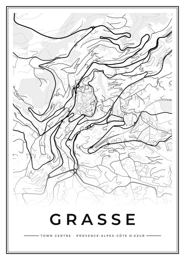 Grasse Town Centre Street Map Poster