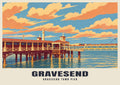 Gravesend Town Pier poster, Retro Railway style
