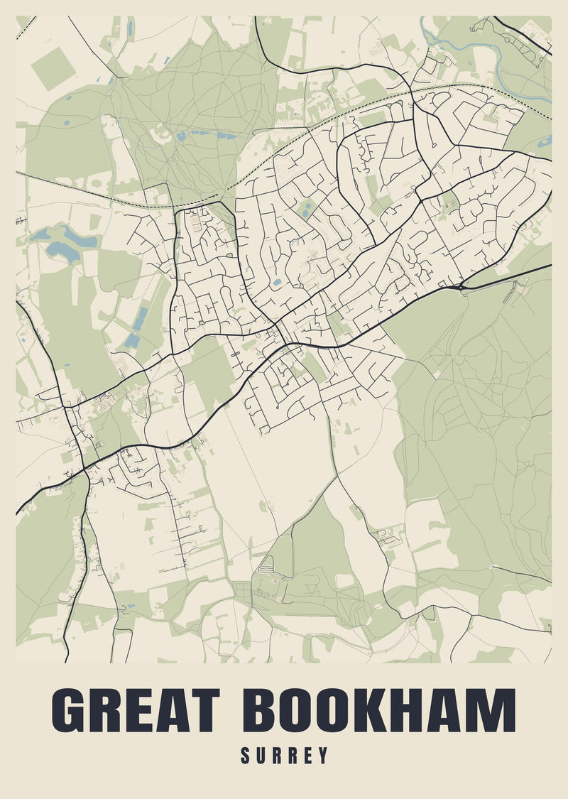 Great Bookham Street Map Poster