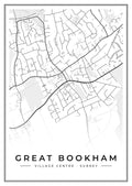 Street map poster of Great Bookham village centre, Surrey