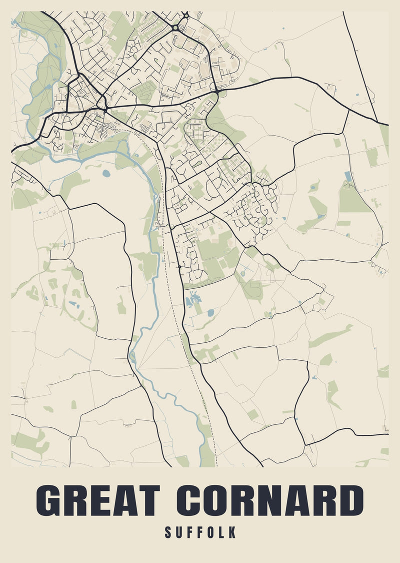 Great Cornard Street Map Poster