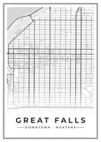 Street map poster of downtown Great Falls, Montana