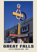 Little’s Bowling Sign, Great Falls, Montana — Historic photograph print, 1987