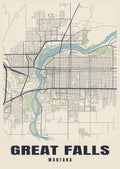 Street map poster of Great Falls, Montana
