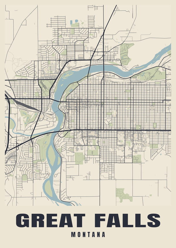 Great Falls Street Map Poster