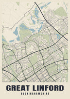 Street map poster of Great Linford, Buckinghamshire