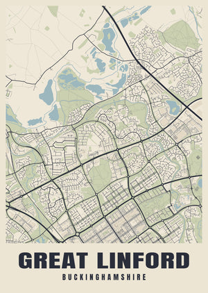 Great Linford Street Map Poster