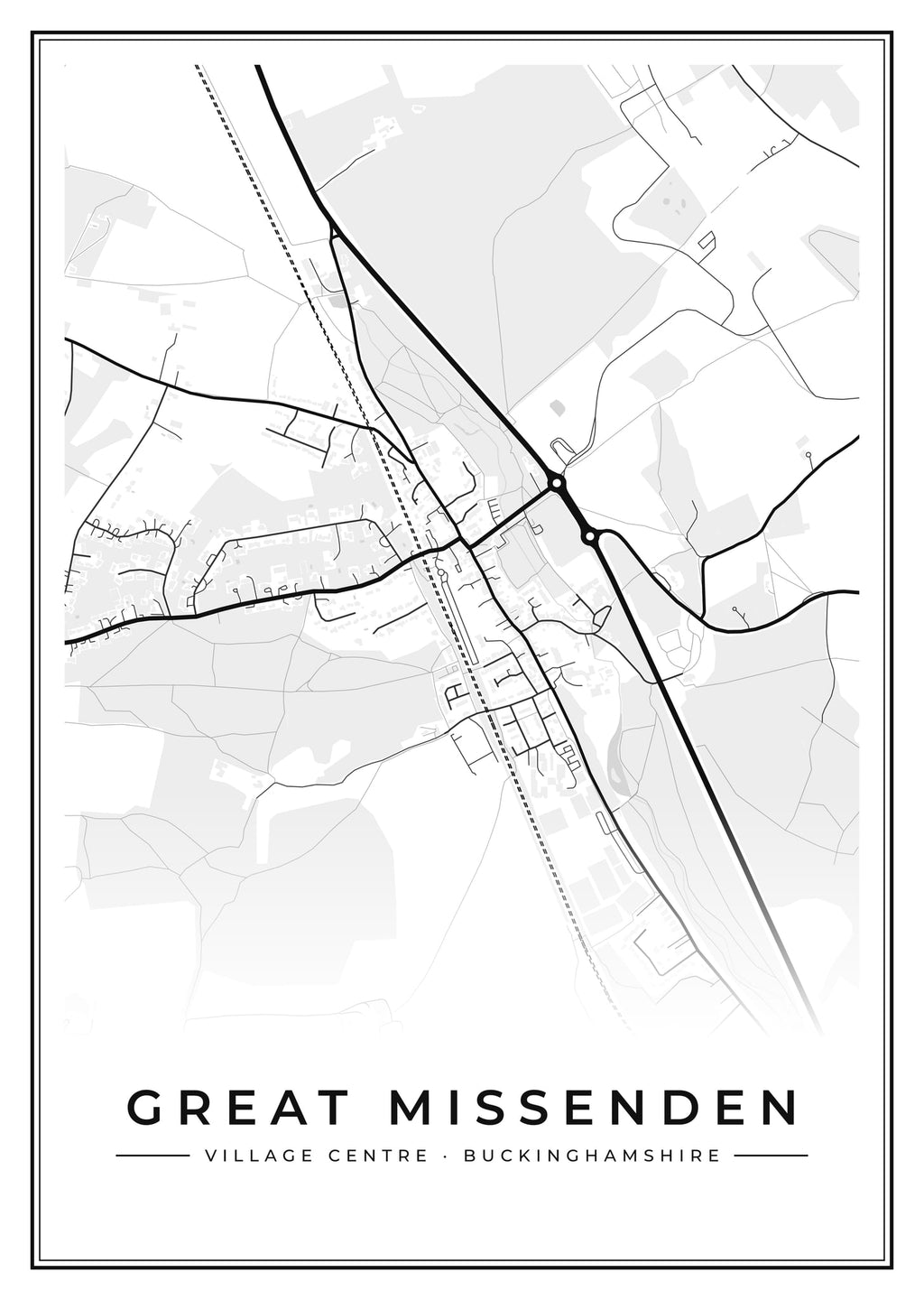 Street map poster of Great Missenden village centre, Buckinghamshire