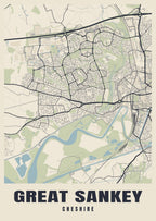 Street map poster of Great Sankey, Cheshire