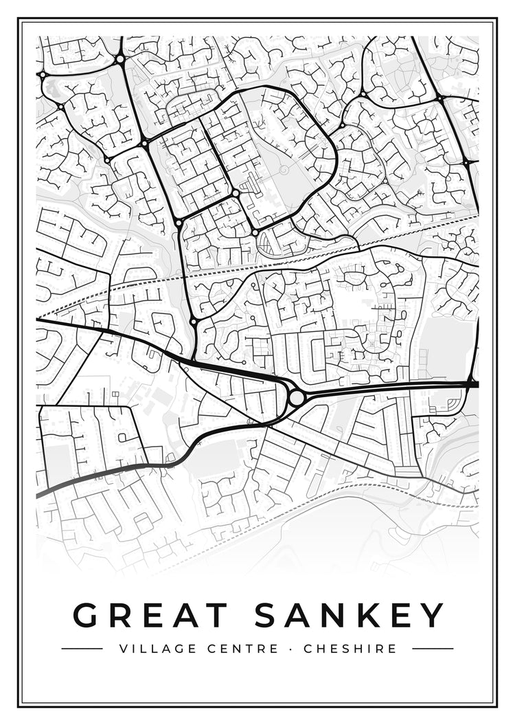 Great Sankey Village Centre Street Map Poster