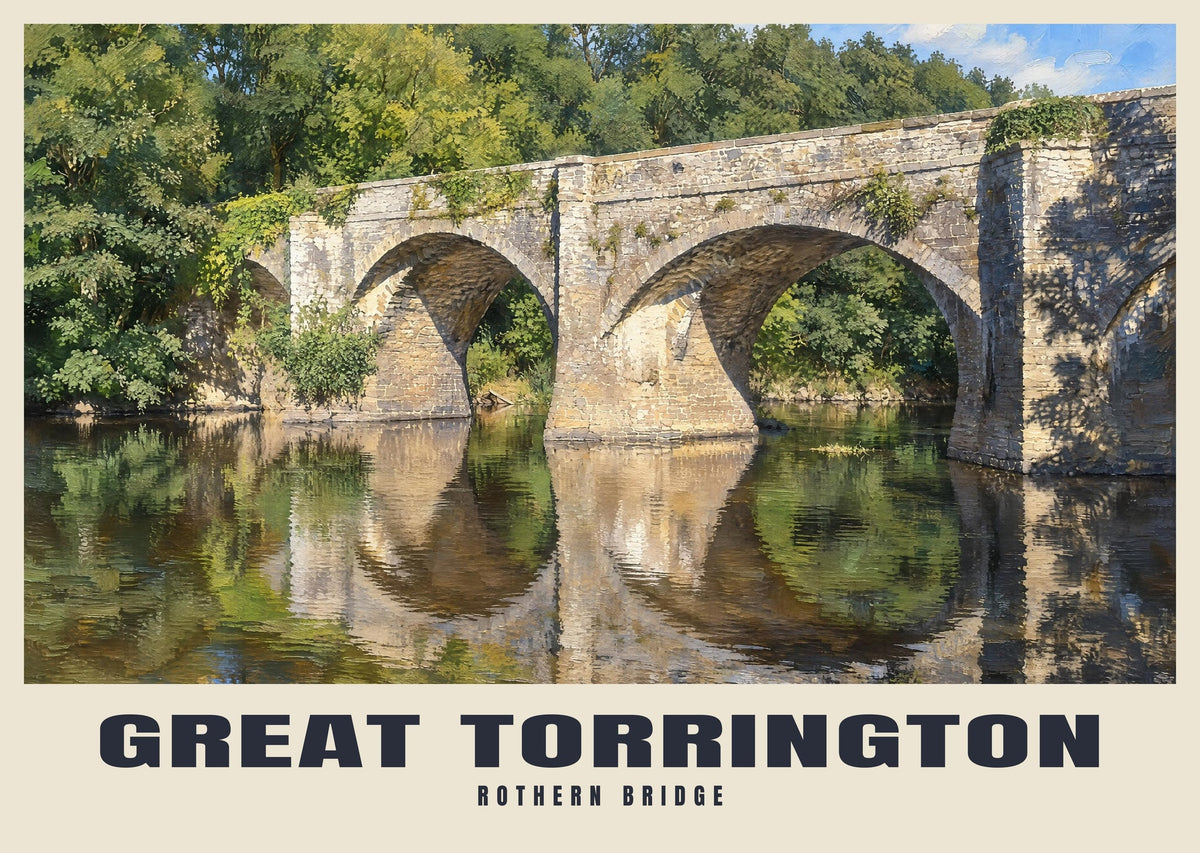 Rothern Bridge, Great Torrington poster, Oil Painting style