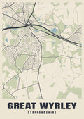 Street map poster of Great Wyrley, Staffordshire