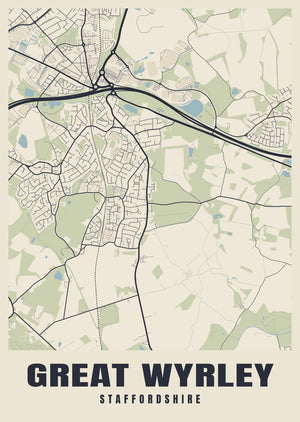 Great Wyrley Street Map Poster
