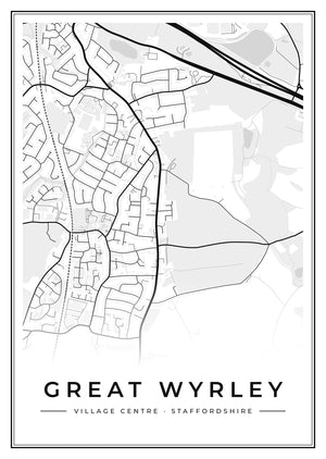 Great Wyrley Village Centre Street Map Poster