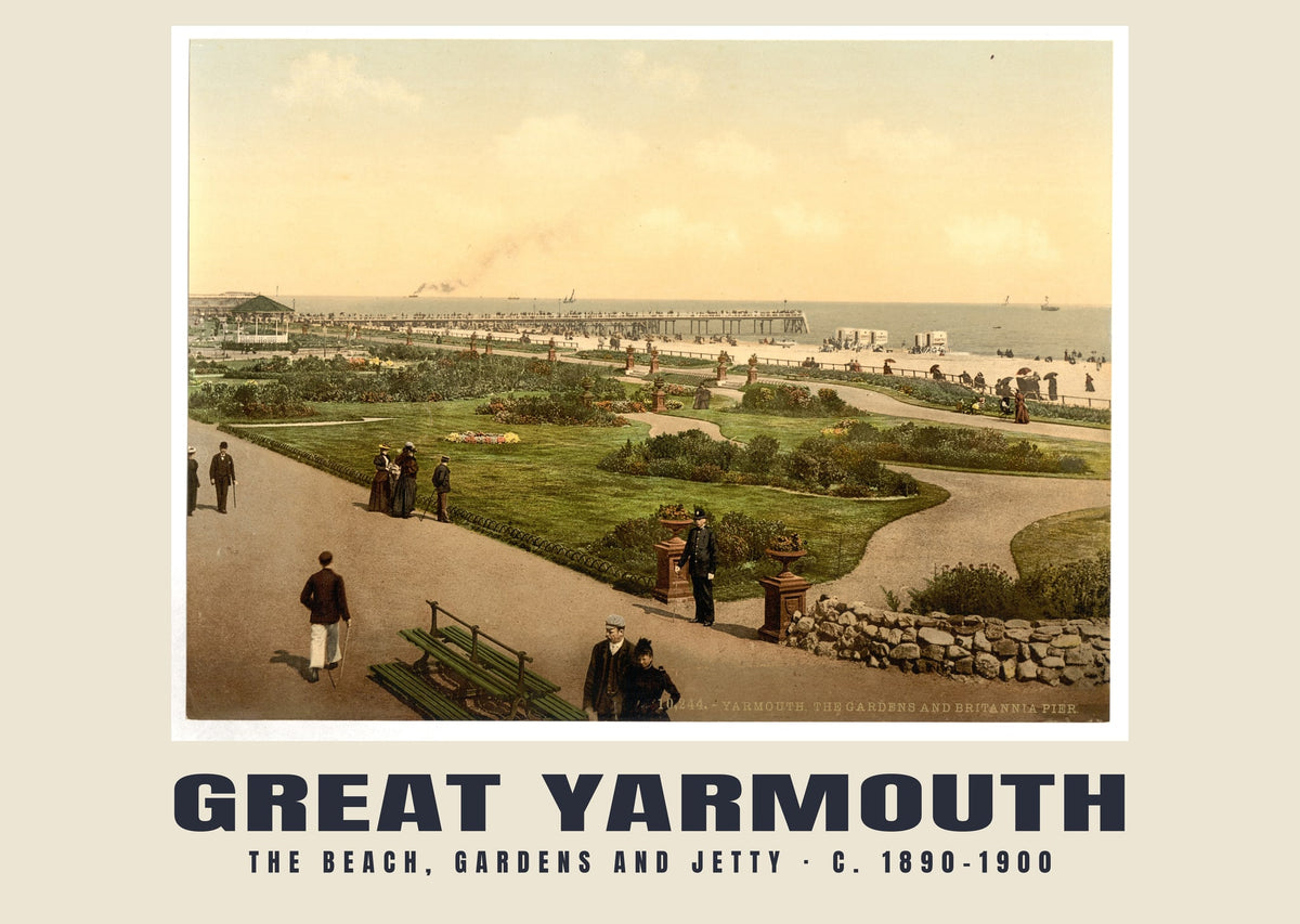 The beach, gardens and jetty, Great Yarmouth, c. 1890–1900 heritage photograph