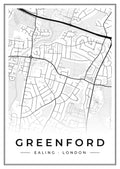 Street map poster of Greenford, Ealing, London