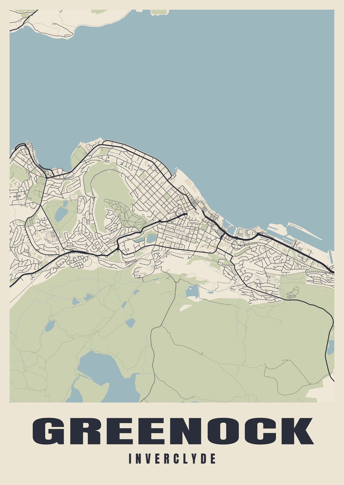 Street map poster of Greenock, Inverclyde