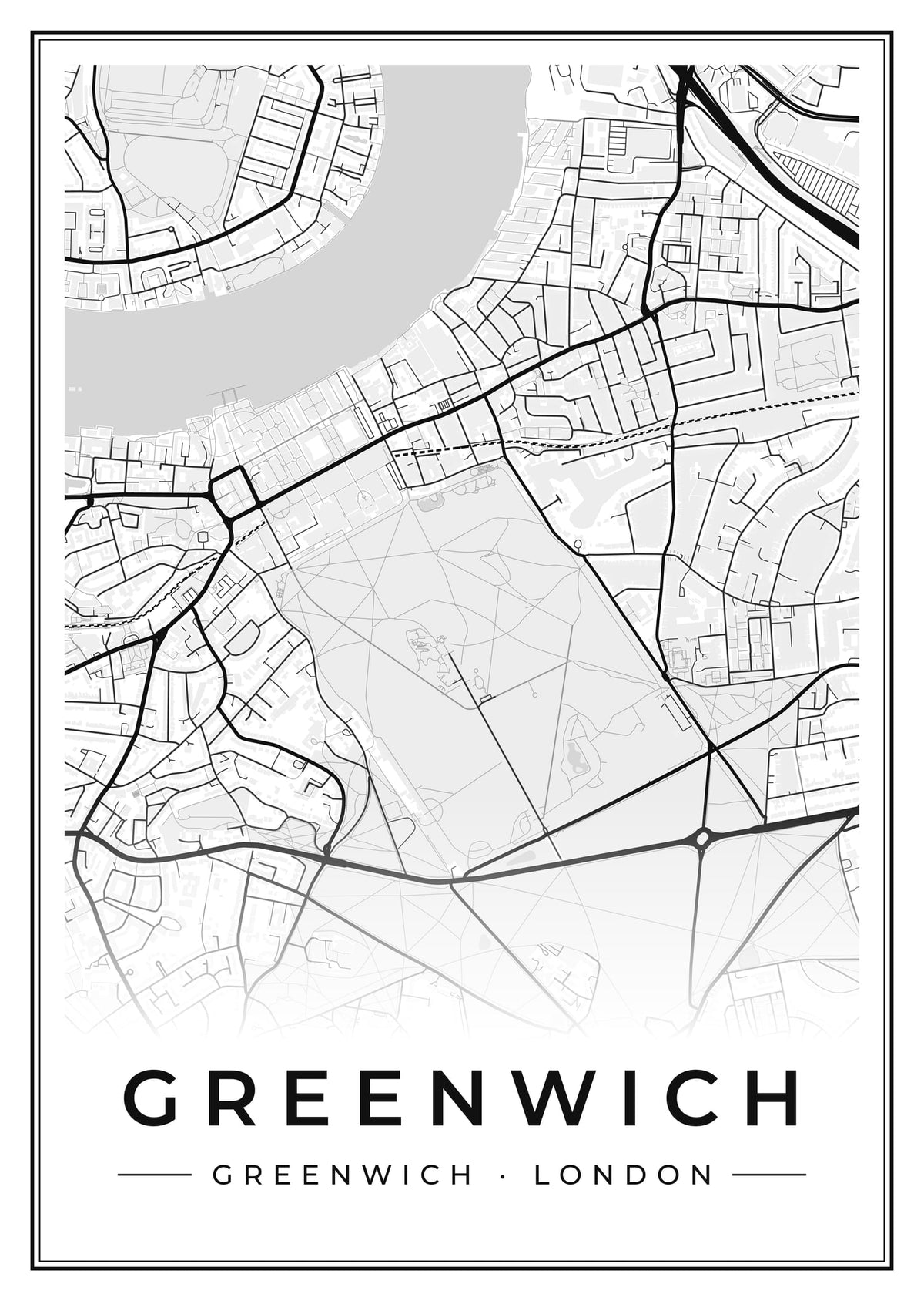 Street map poster of Greenwich, Greenwich, London