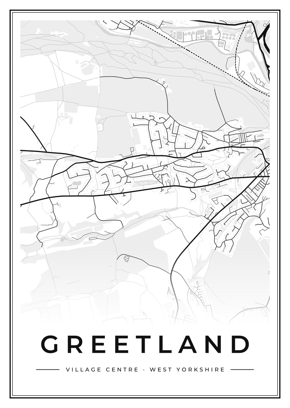 Greetland Village Centre Street Map Poster