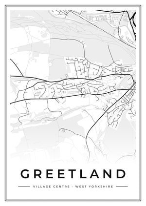 Greetland Village Centre Street Map Poster
