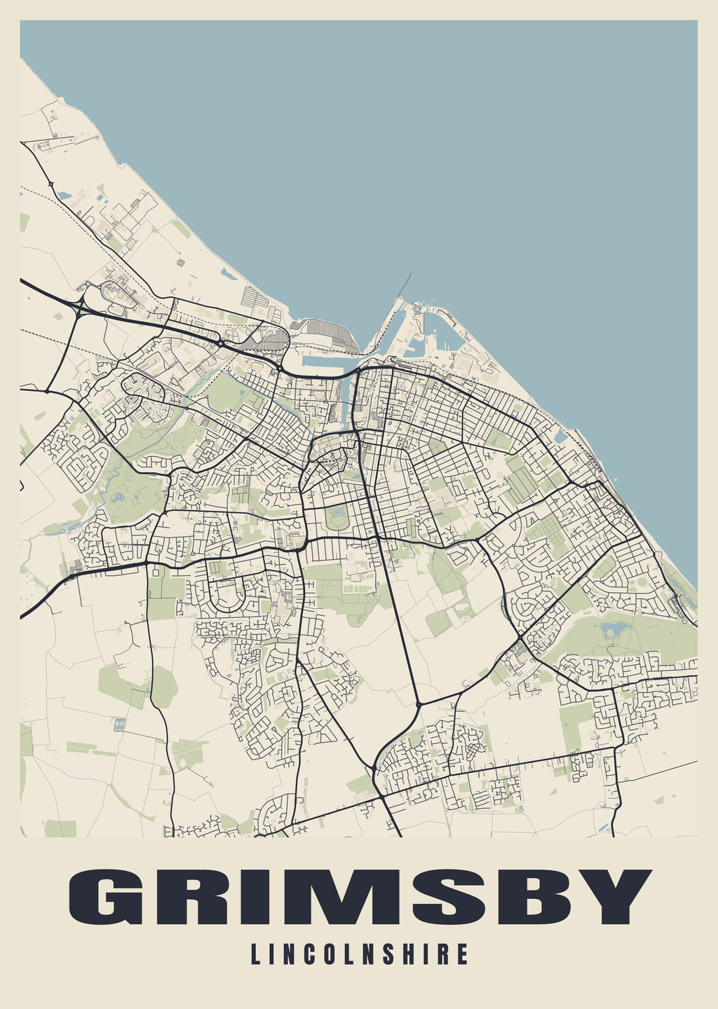 Street map poster of Grimsby, Lincolnshire