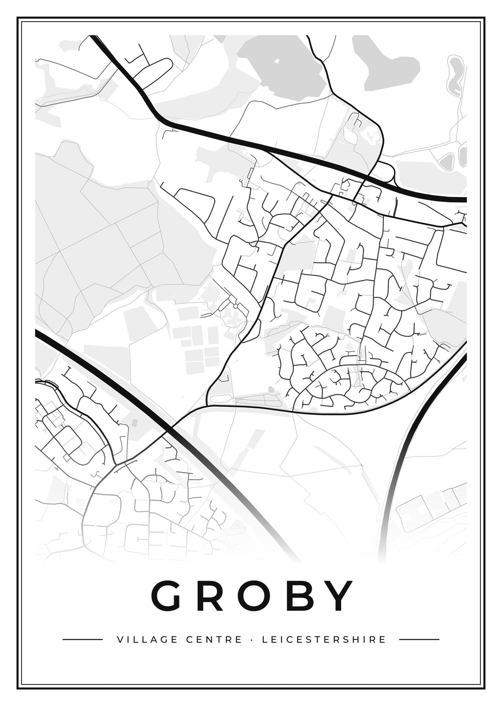 Street map poster of Groby village centre, Leicestershire