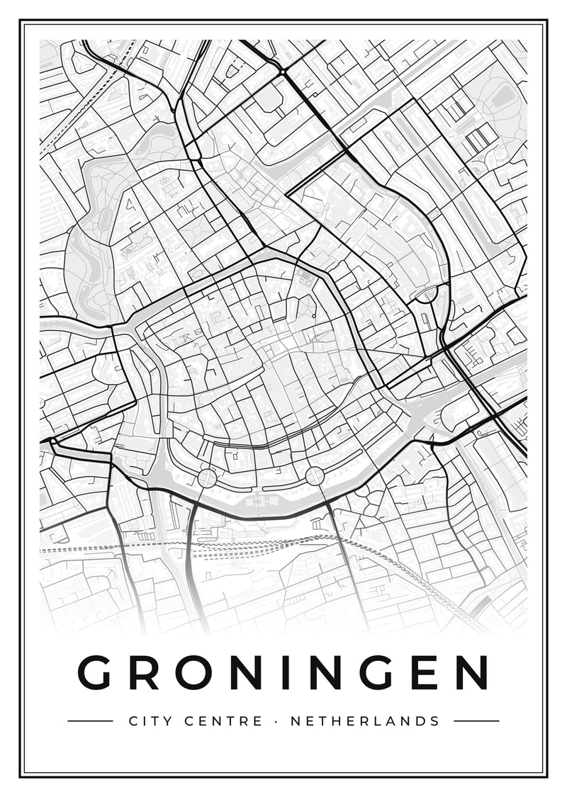 Groningen City Centre Street Map Poster