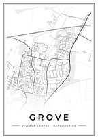 Street map poster of Grove village centre, Oxfordshire