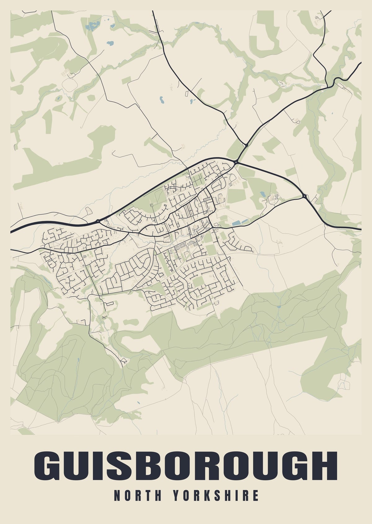 Street map poster of Guisborough, North Yorkshire