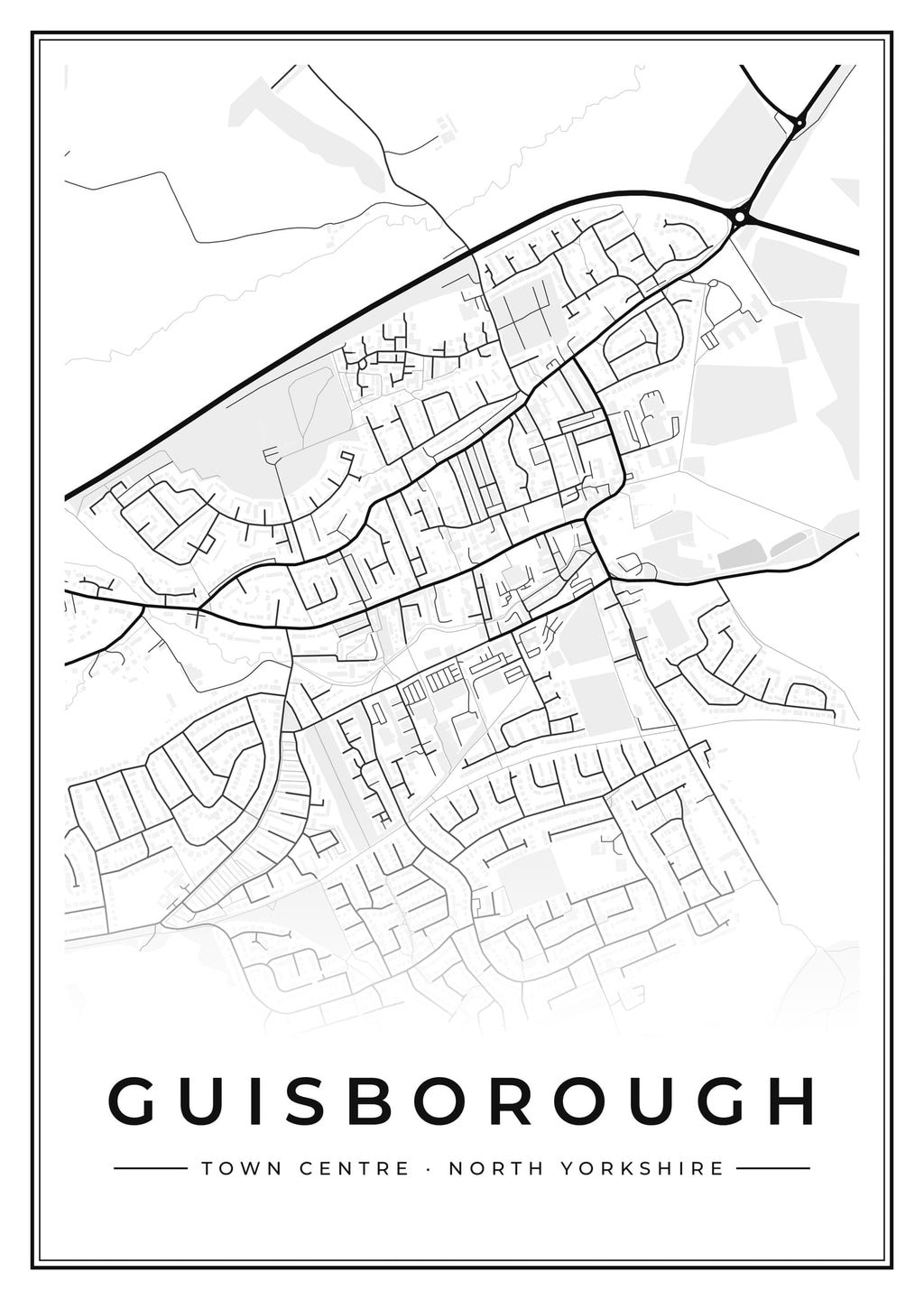 Street map poster of Guisborough town centre, North Yorkshire