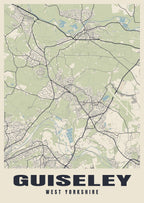 Street map poster of Guiseley, West Yorkshire
