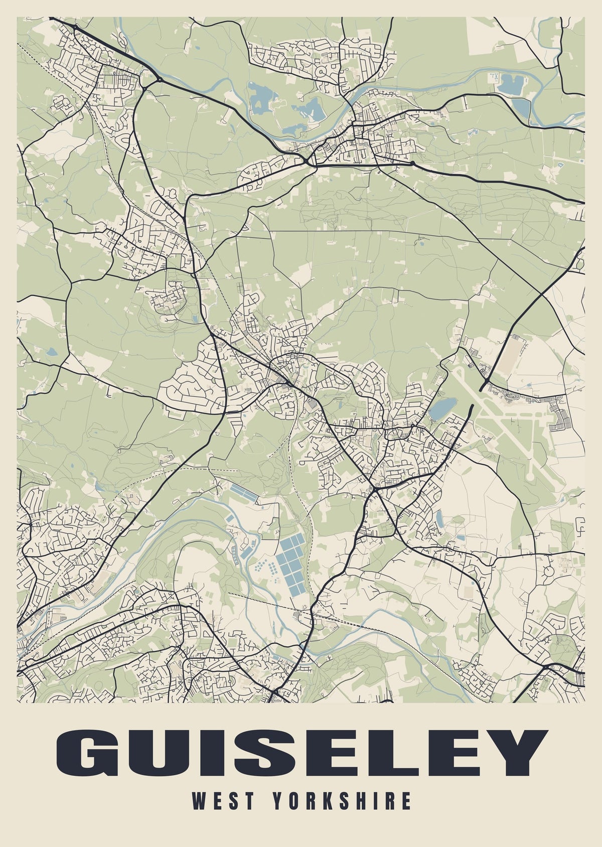 Street map poster of Guiseley, West Yorkshire