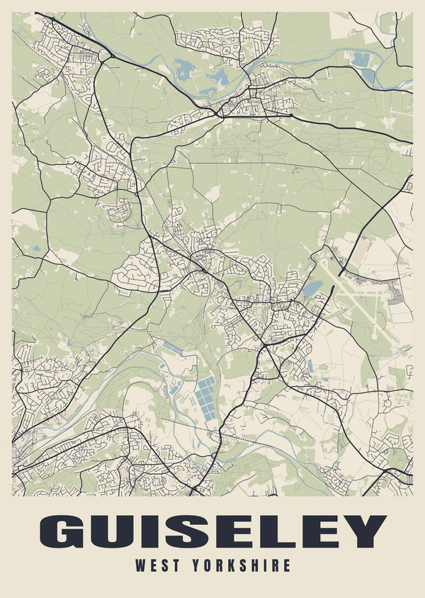 Guiseley Street Map Poster