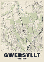 Street map poster of Gwersyllt, Wrexham