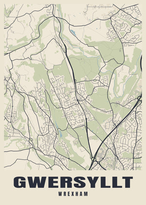 Gwersyllt Street Map Poster