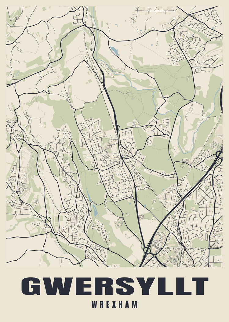 Gwersyllt Street Map Poster