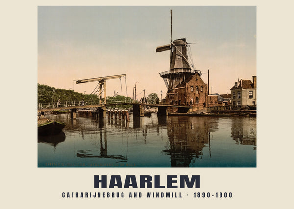 Catharijnebrug and Windmill, Haarlem — 1890–1900 · Vintage photochrom print