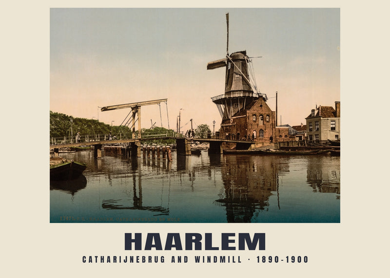 Catharijnebrug and Windmill, Haarlem — 1890–1900 · Vintage photochrom print
